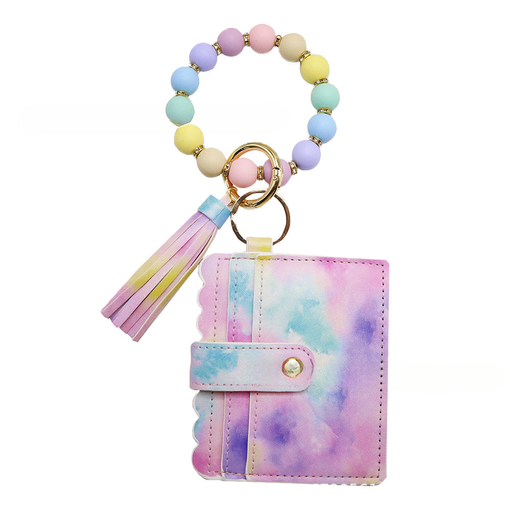 Wholesale Colorful Card Holder Silicone Bracelet Keychain